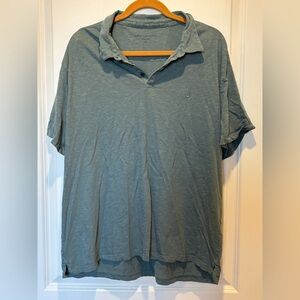 John Varvatos Polo Shirt XXL Blue Men's 2XL Lightweight 100% Cotton Peace Logo